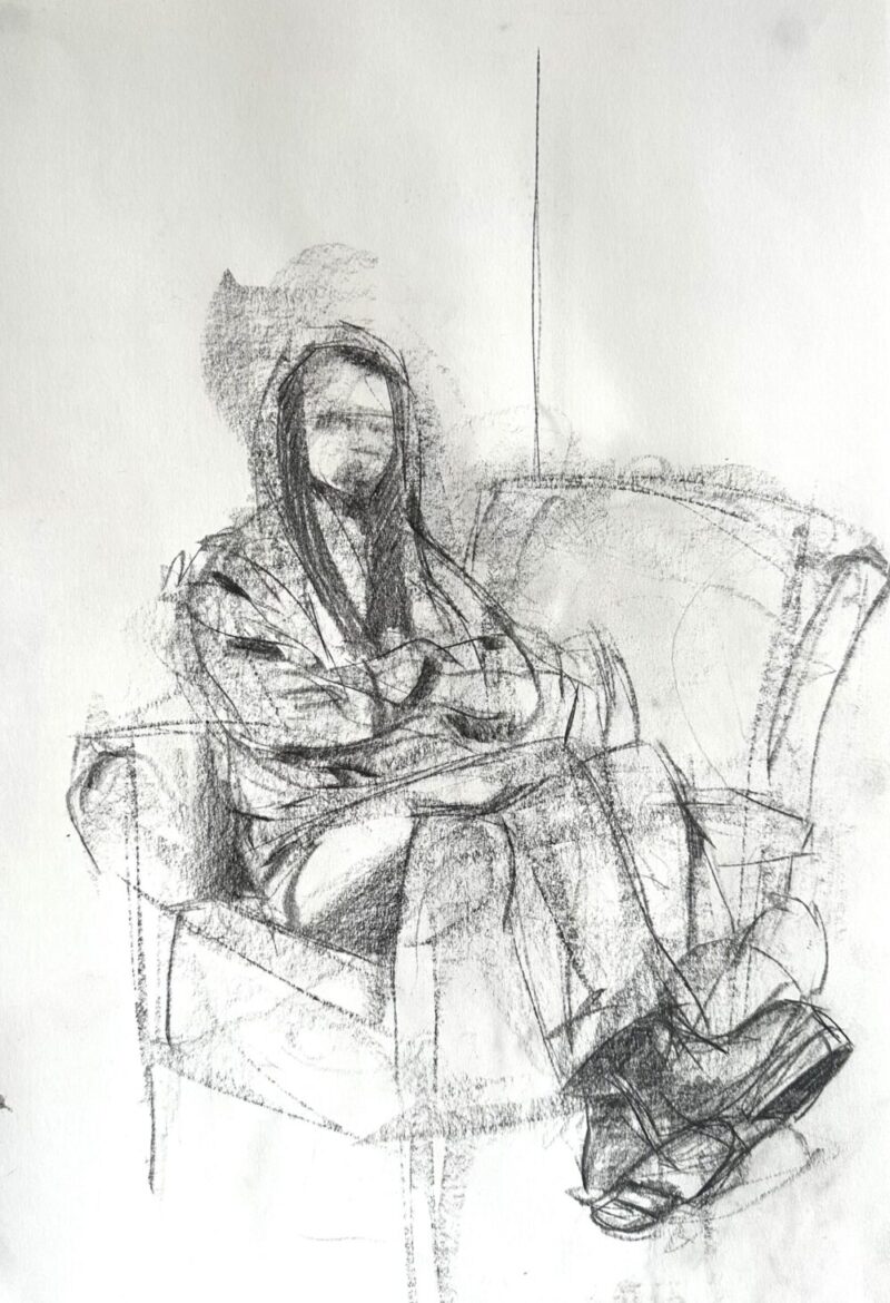 hilary,
2024,
graphit block and pencil on paper,
30x40