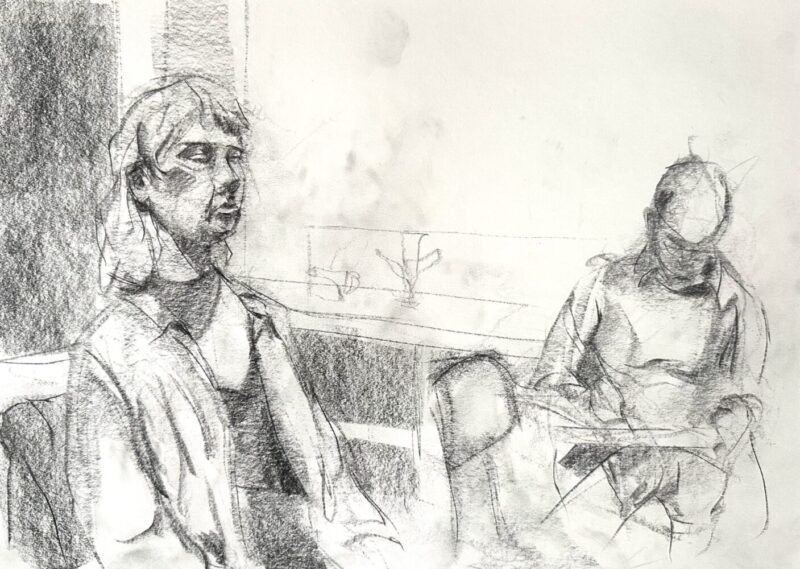 Noni and Illustrator,
2024,
graphit block and pencil on paper,
30x40